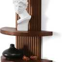 Modern Wall Shelf with Arched Wood Design Mid-Century Double Floating Rainbow Shelves for Indoor Decoration Holding Planter Ornaments, 22 x 11.6 Inch (Walnut)