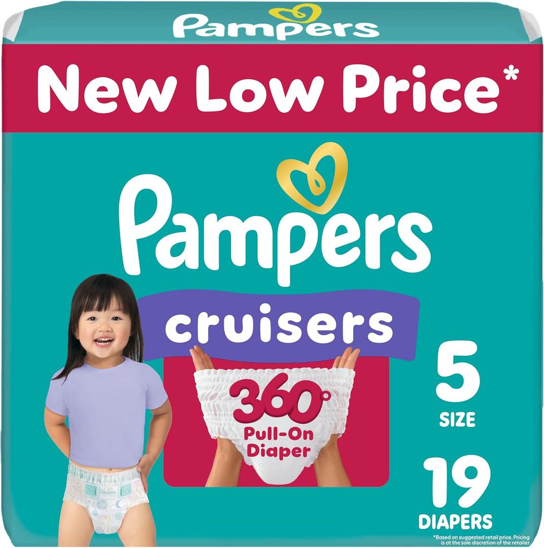 Pampers Diapers - Cruisers 360 - Size 5, 19 Count, Babyproof up to 100% Leakproof Pull-On Diaper