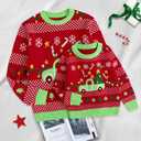 Curipeer Family Matching Cartoon Funny Christmas Sweater Cartoon Santa and Bear Christmas Sweater for Men Women (Red, S)