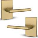Mega Handles Glamor Dummy Lever, Door Handle Set for Closet or French Doors, Single Side Door Levers, Non-Turning, Fits All Standard Door Sizes, Screws Included - Satin Brass (2 Pack)