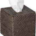 Loma Square Rattan Tissue Box Cover (Espresso)