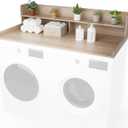 Washer Dryer Countertop with Shelf 27.5" W x 54" L x 12" H Laundry Room Countertop for Washer and Dryer with Edge Rails, Oak