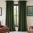 Nemia Olive Green Velvet Curtains Thermal Insulated Blackout Curtain for Bedroom Window Living Room Darkening Luxury Vintage 92 Inches Long Heavy Drapes Panels Back Tab Set of 2