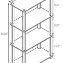 Furinno TURN-S-TUBE Storage Shelves, 4-Tier Book Shelf, Corner Shelf, Toolless Open Shelves, for Organization and Storage, Living Room, Garage, Home Office, Walnut, 4-Tier Square Tube