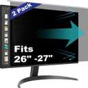 [2 Pack Computer Privacy Screen Shield Compatible for 26/27 Inch 16:9 Widescreen Desktop Monitor - Anti Glare & Blue Light Filter - Hanging Design for Easy On/Off