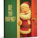 YJIKRTVT Funny Santa Bathroom Wall Art, Are You Pooping, Rustic Farmhouse Christmas Bathroom Artwork, Humorous Santa Claus Canvas Print, Funny Holiday Toilet or Restroom Wall Decor, 8x10 Inches