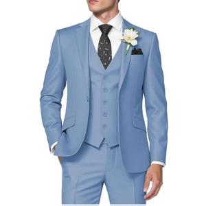 HUUTOE Men's 3 Piece Suits Slim Fit Prom Suits for Men Wedding Dress Suit Summer Blazer Jacket Vest Pants Tuxedo Set, Size Large 