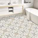 10PCS Peel and Stick Floor Tiles 12x12 Inch Gray Beige Floral Pattern Self Adhesive Vinyl Flooring Square Planks for Kitchen Bathroom Bedroom Living Room Home Renovation DIY Decor