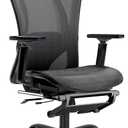 Ergonomic Office Chair, Adjustable Lumbar Support, 3D Headrest, Flip-Up Armrests, Retractable Footrest, High-Back Mesh Design, Comfortable Desk Chair for Home and Office, Black