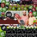 Football Party Supplies Kit Serve 24, Football Party Decorations Include Football Plates Napkins Cups Tablecloth Banner Balloon and Cake Topper for Birthday Game Day Tailgate Decor