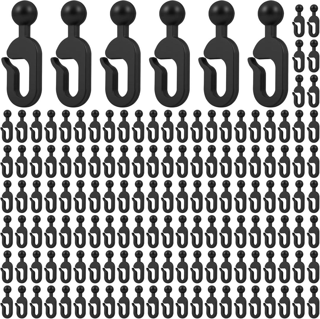 150pcs Plastic Hooks for Pavilion Curtains and Mosquito Nets Black Curtain Track Hooks Gazebo Accessories Suitable for Most Types
