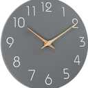 Mosewa Large Wall Clock 16 Inch Gray Modern Flatwood Silent Non Ticking Battery Operated Decorative for Bedroom Bathroom Living Room Kitchen Home Office Hotel (C_gray)