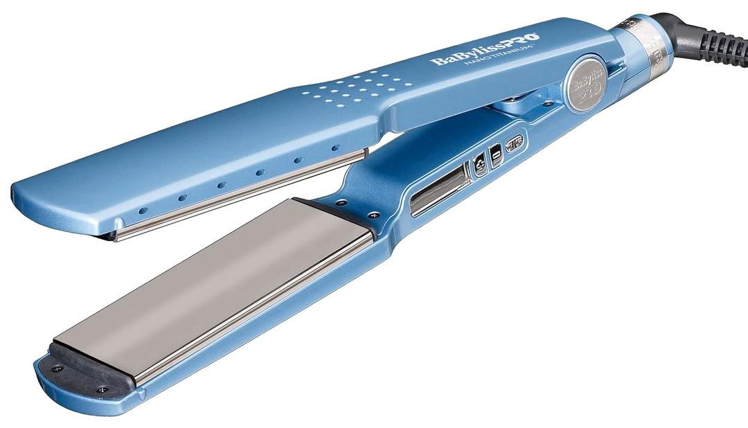 BabylissPRO Nano Titanium Ionic Hair Straightener, Professional Flat Iron for All Hair Types
