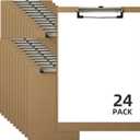 HappyHapi 24 Pack Clipboard 8.5 x 11 Letter Size Clip Boards Bulk, A4 Wooden Hardboard Office Clipboards Pack for Classroom, Work-Meetings, Brown