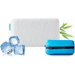 Small Gel Memory Foam Camping Pillow Travel - Contoured Support -Compressible Pillow Ideal for Backpacking, Camping, Travel, Car, Airplane,Office Nap (Original White)
