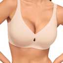 LUCKMEEY Bras for Women No Underwire Wireless Bras - Seamless Push Up Full Coverage Bralettes Comfortable Everyday Bra (X-Large, Almond Skin)