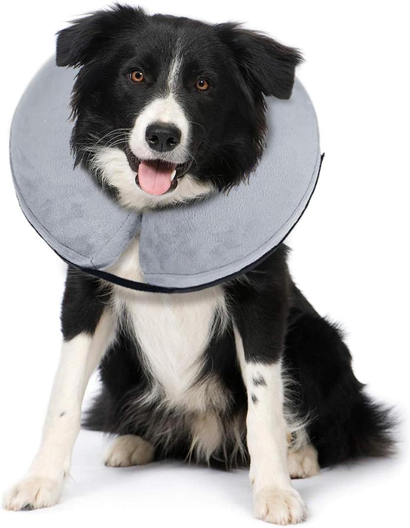 BENCMATE Protective Inflatable Collar for Dogs and Cats - Soft Pet Recovery Collar Does Not Block Vision E-Collar (Medium, Grey) BENCMATE Protective Inflatable Collar for Dogs and Cats - Soft Pet Recovery Collar Does Not Block Vision E-Collar (Medium, Grey)