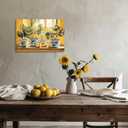 XLMDYYSW Lemon Wall Art Citrus Prints for Kitchen Wall Decor Yellow Fruit Pottery Canvas Picture Blue Classical Painting for Farmhouse Bathroom Framed (Orange, 16.00" x 24.00")