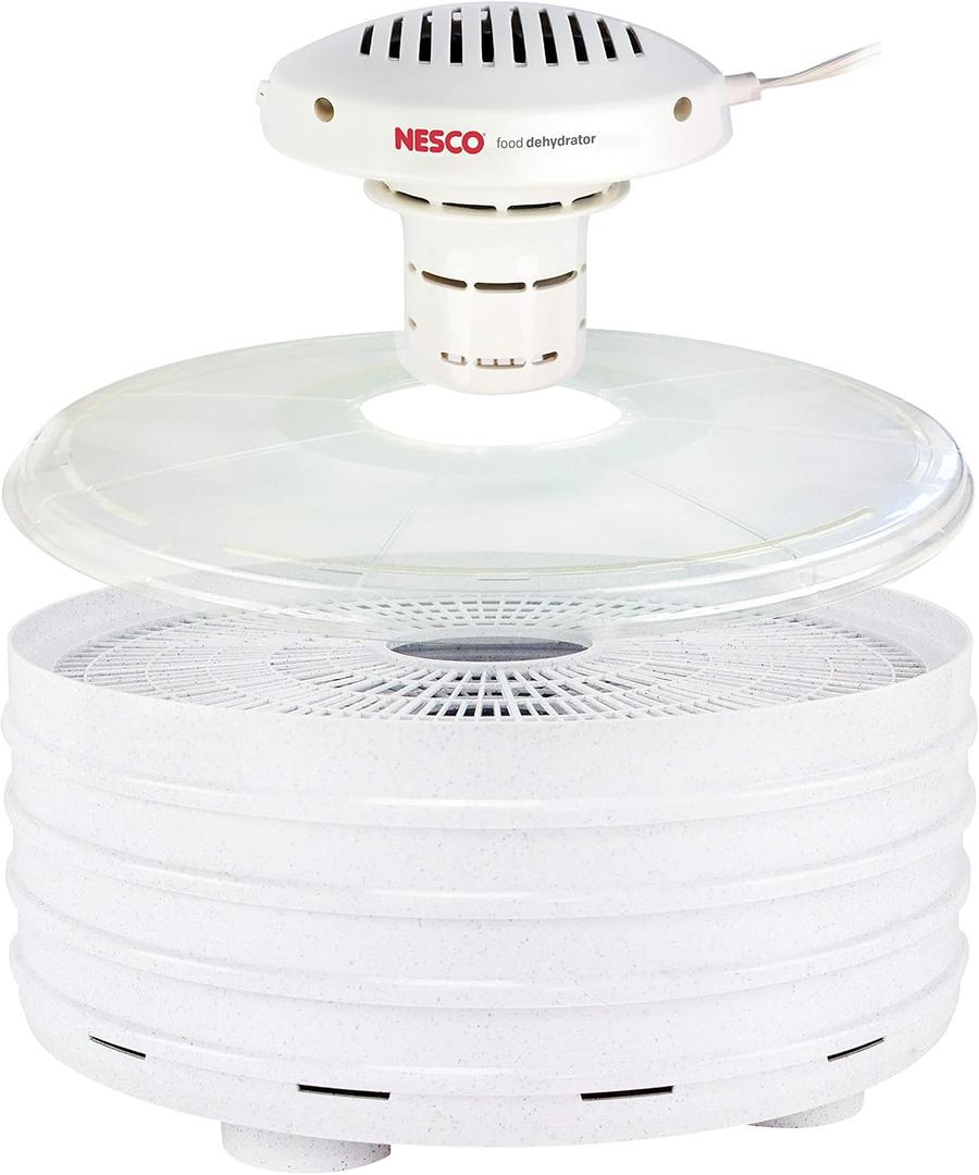 NESCO FD-37 Food Dehydrator, For Snacks, Fruit, Beef Jerky,White/Clear, 4 Trays