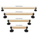 2FT Wood Hand Railing for Stairs - Wooden Handrails for Outdoor Steps, Staircase Handrail W/s Black Metal Brackets, Banister Deck Rails, Safety Grab Bars for Senior, Elderly & Kids (2 FT)