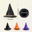 12pcs Plastic Miniature Witch Hats, Mini Small Wizard Hat Ornament Tiny Halloween Dollhouse Miniatures for Haunted House Decor DIY Crafts Cake Toppers Doll Halloween Party Supplies (3 Colors)