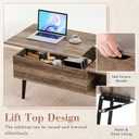 OLIXIS Wooden Coffee Table, Lift Top Coffee Stand with Large Hidden Compartment and Ample Storage Shelf, Lift Tabletop Dining Table for Living Room, Home Small Space, Grey