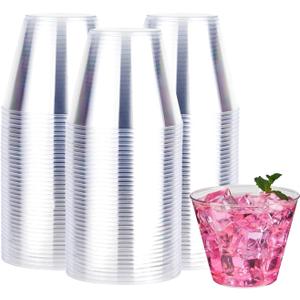 RACETOP 9 oz 200 packs Clear Disposable Plastic Cups, Durable Plastic Cups Tumblers, Perfect for Parties, Wedding and Festival Events