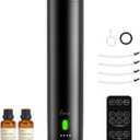 Hotel Collection Diffuser Machine,1500 Sq Ft,USB Plug-in & Rechargeable,Remote,Whisper-Quiet,Aluminum,Waterless Essential Oil Diffuser - Matte Black