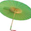 Plain Bamboo Cloth Parasol Umbrella Great for Wedding Party Favor (Green)