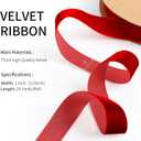 Khkai Velvet Ribbon Spool 1 Inch Wide 25 Yards Polyester Velvet Ribbon Perfect for Chokers Gift Wrapping Floral Bouquets Boutonnieres