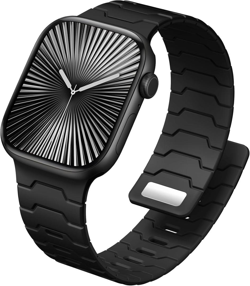DaQin Sport Magnetic Band Compatible with Apple Watch Bands Men 44mm 45mm 46mm 42mm 49mm, Waterproof Silicone Strong Magnet Replacement Strap for iWatch Ultra 3 2 1 Series 11 10 9 8 7 6 5 4 3 2 1 SE