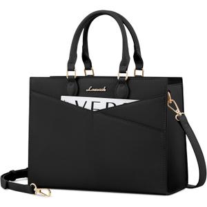 LOVEVOOK Purses for Women,Satchel Handbags Tote Bag, Black Pu Leather Shoulder Crossbody Top Handle Purse with Zipper (Large)