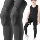Bohope Kids Youth 5-15 Years Padded Leg Compression Sleeve Knee Guards Protective for Basketball, Baseball, Football Goalkeeper, Volleyball, Skating, Cycling. Universal for Boys and Girls