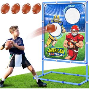Football Toss Game with 4 Inflatable Balls, Indoor/Outdoor Football Throwing Target Toy for Kids Ages 4-7 8-12- Perfect Christmas Birthday Gifts for 4 5 6 7 8 9 10 11 12 Year Old Boys Girls