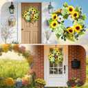 20 Inch Artificial Sunflower Wreath | Faux Sunflower Hydrangea Wreath with Lemons for Front Door, Summer Farmhouse Wall Home Decor