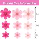2 x Paper Flower Decorations Set, Paper Flower Ornaments Hot Pink Hanging Fan Flowers, Party Backdrop Garland for Birthday, Wedding, Baby Shower, 9 Pieces