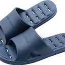 Shower Slipper, Quick Drying Non-Slip Slippers, Bathroom House and Pool Sandals, in-Door Slipper for Gym, Soft Sole (L 8-9 US Men / 8-9 US Women, Navy Blue)