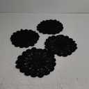 Phantomon 12 Inch Round Doilies Crochet Handmade Lace Placemats 100% Cotton Knitted Coasters, Pack of 4 (Black)