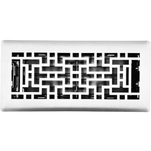 4" x 10" Oriental Design Steel Floor Register in Glacier White Finish for Floor l- Decorative Air Vent Covers- Floor Register 4 x 10