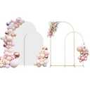 SuuWoee Arch Backdrop Stand Set of 2 With Cover (7.2FT+6FT) Gold Metal Wedding Arch Balloon Stand With Cover for Birthday Party Baby Shower Graduation Ceremony Decoration