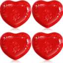 Tioncy 4 Pcs Valentine's Day Ceramic Heart Shaped Plates Galentine's Day 9 Inches Porcelain Heart Bowls Rose Dishes for Dessert Salad Appetizer Valentine Party Supplies(Red)