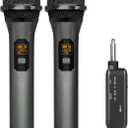VeGue Wireless Microphone, UHF Cordless Dual Handheld Dynamic Mic Set with Rechargeable Receiver, for Karaoke Party, Voice Amplifier, PA System, Singing Machine, Church, Wedding, Meeting, 200ft (WM-2)
