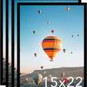 15x22 Picture Frame Set of 4 Black for Wall Hanging, Wall Mounting Horizontally or Vertically, 15 x 22 Wall Gallery Poster Photo Frame with Shatter Resistant Plexiglass, 4 Pack, Black (15x22 inch)