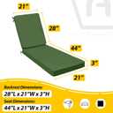 AAAAAcessories Outdoor Chaise Lounge Cushions, Fade-Resistant, Waterproof Patio Furniture Replacement Cushions, 72" x 21" x 3", Dark Moss Green