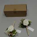 Ling's moment Boutonniere for Men, 2pcs Groom Groomsmen Guest Boutonniere, Artificial Flowers for Wedding/Prom/Homecoming, etc.White Baby Breath Ivory