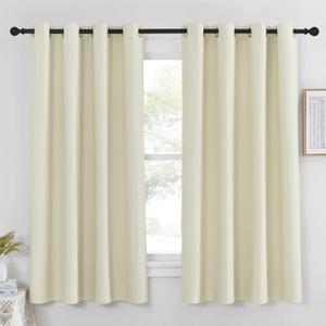 NICETOWN Blackout Beige Curtain for Bedroom 63 inches Length - Grommet Thermal Insulated Room Darkening Window Treatment Sound Reducing Privacy Drapes for Living Room (1 Piece, W52 x L63)