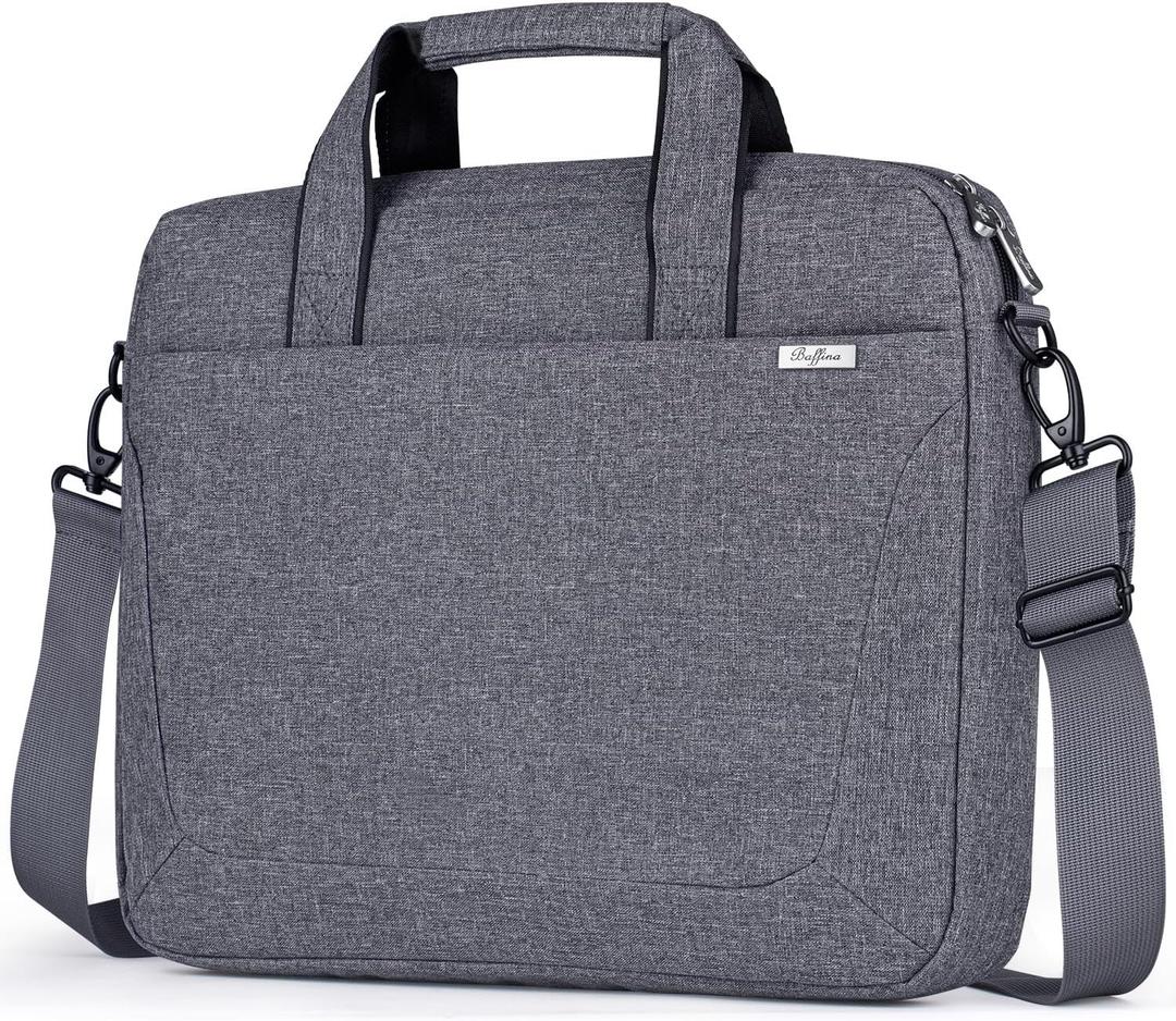 BAFFINA 15.6 16 Inch Laptop Shoulder Bag for Men Women,Waterproof Computer Carrying Case Messenger Bag with Strap,Laptop Briefcase for 14-15-16 Inch MacBook/Chromebook/Notebook Hp Dell Acer Asus,Grey