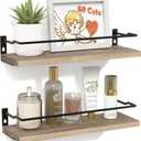 RICHER HOUSE Bathroom Shelves, Guard-Rail Floating Shelves for Wall, Wall Mounted Shelves Set of 2, Cute Bathroom Wall Organizer Decor, Over Toilet Storage Small Shelf for Kitchen - Carbonized Black