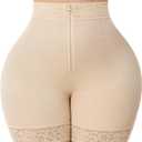 MERYOSZ Tummy Control Panties Butt Lifting Shapewear Shorts for Women Zipper Body Shaper Shorts Thigh Slimmer Underwear (Medium, Beige)