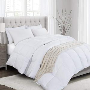 HOMBYS Down Alternative Fluffy Comforter 120 x 120, Oversized King Comforter 116 oz All Season Quilted Duvet Insert with Duvet Cover,8 Corner Tabs,White (White, Oversized King) (White-medium Weight)